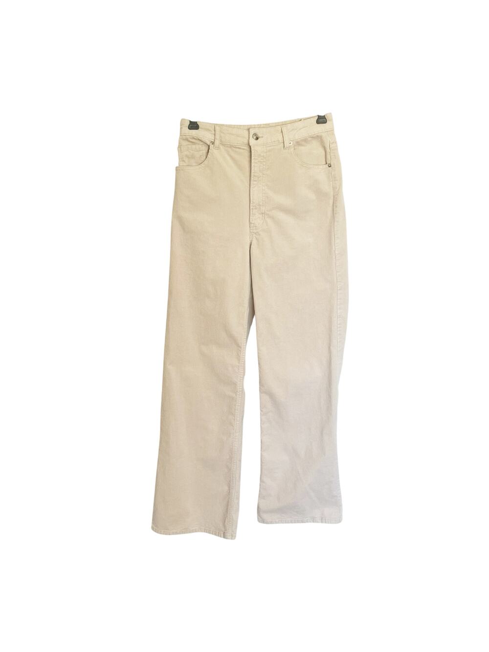 H&M Divided Corduroy Wide Leg High Rise Jeans Cream Size 8 Fall Winter Casual‎